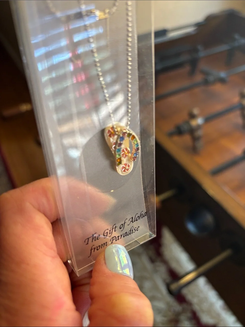 NWT Island Treasures Silver Tone Multicolor Flip Flop Pendant Necklace